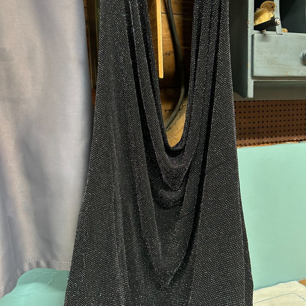NEW! SPARKLY Drapey Black n Silver plus sized top for evening out